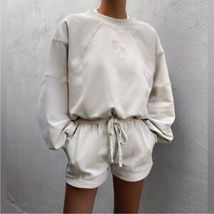 Shona Joy Sweatshirt and Sweat Shorts in Cream